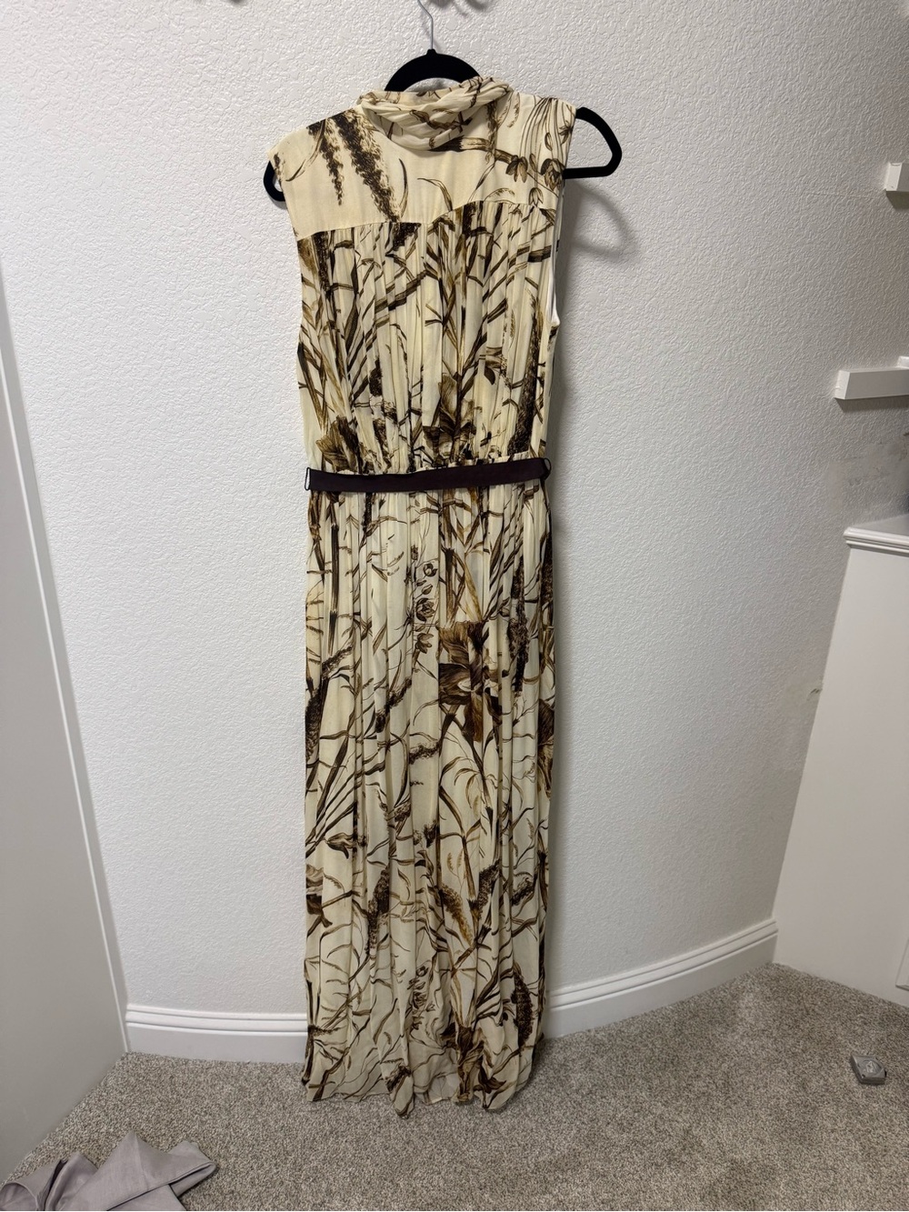 Banana Republic Cream Maxi Dress with Brown Botanical Print